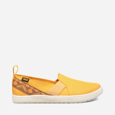 Teva Voya Slip On - Women's Teva Sneakers - Orange Flower | India (WPYB70258)